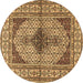 Round Machine Washable Persian Brown Traditional Rug, wshtr1592brn