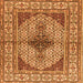 Round Machine Washable Persian Orange Traditional Area Rugs, wshtr1592org