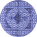 Round Persian Blue Traditional Rug, tr1592blu