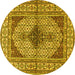 Round Persian Yellow Traditional Rug, tr1592yw