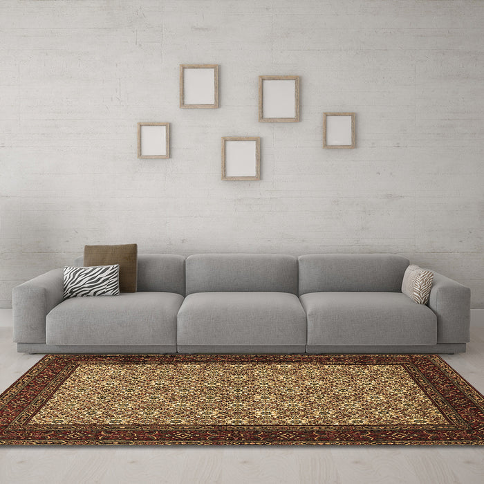 Machine Washable Persian Brown Traditional Rug in a Living Room,, wshtr1593brn