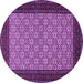 Round Machine Washable Persian Purple Traditional Area Rugs, wshtr1593pur