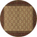 Round Machine Washable Persian Brown Traditional Rug, wshtr1593brn