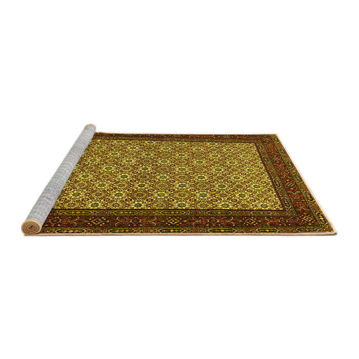 Sideview of Machine Washable Persian Yellow Traditional Rug, wshtr1593yw