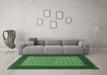 Machine Washable Persian Emerald Green Traditional Area Rugs in a Living Room,, wshtr1593emgrn