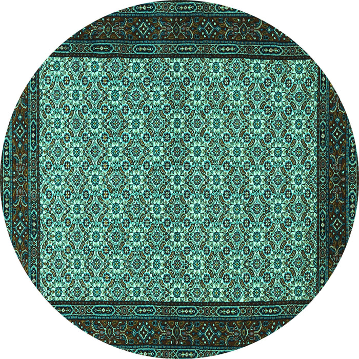 Round Persian Turquoise Traditional Rug, tr1593turq