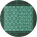 Round Persian Turquoise Traditional Rug, tr1593turq