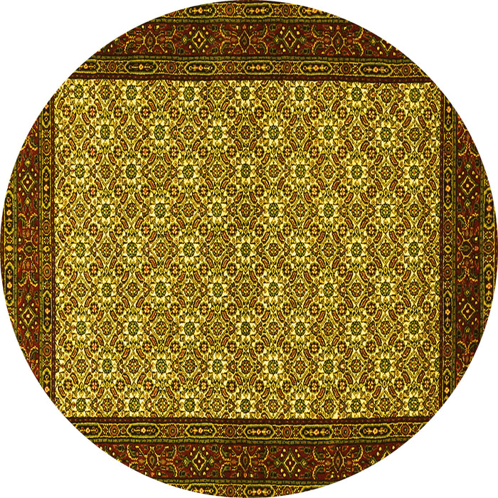 Round Persian Yellow Traditional Rug, tr1593yw