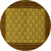 Round Persian Yellow Traditional Rug, tr1593yw