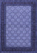 Machine Washable Persian Blue Traditional Rug, wshtr1593blu