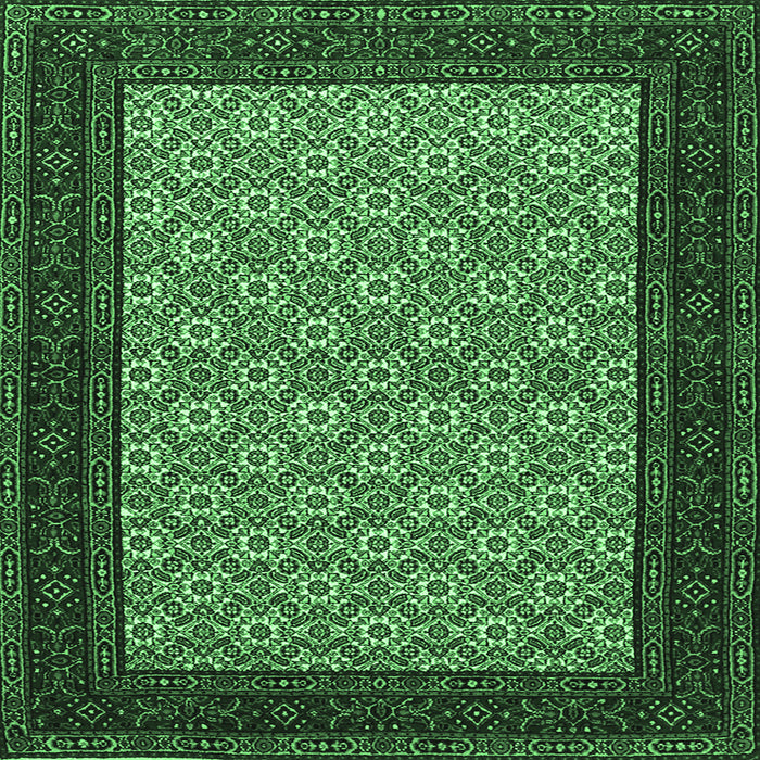 Square Machine Washable Persian Emerald Green Traditional Area Rugs, wshtr1593emgrn