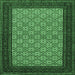 Square Machine Washable Persian Emerald Green Traditional Area Rugs, wshtr1593emgrn