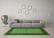 Machine Washable Persian Green Traditional Area Rugs in a Living Room,, wshtr1593grn