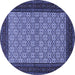 Round Machine Washable Persian Blue Traditional Rug, wshtr1593blu