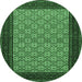 Round Persian Emerald Green Traditional Rug, tr1593emgrn