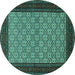 Round Machine Washable Persian Turquoise Traditional Area Rugs, wshtr1593turq