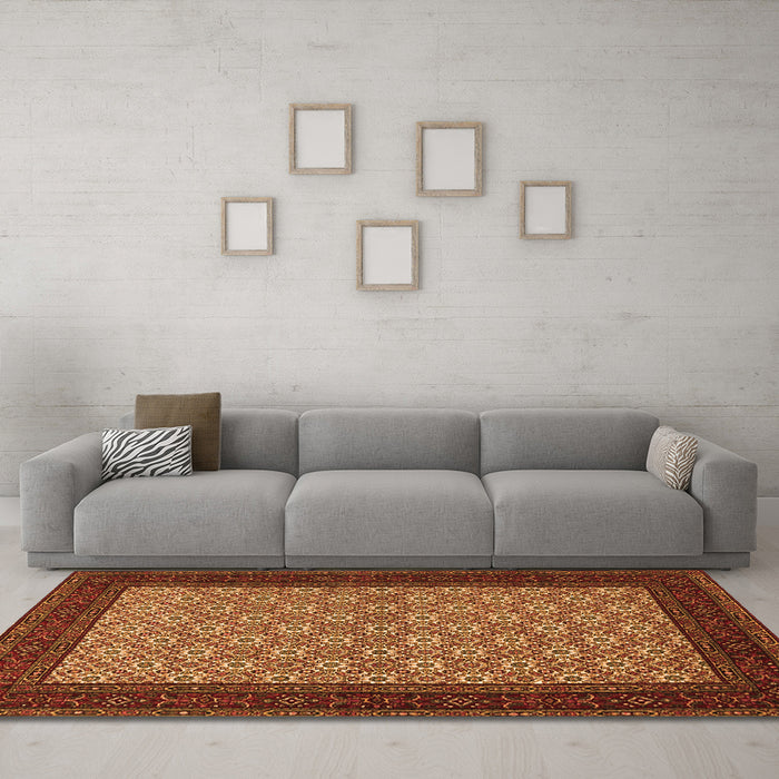 Machine Washable Persian Orange Traditional Area Rugs in a Living Room, wshtr1593org