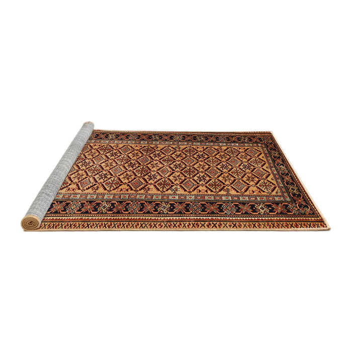Sideview of Machine Washable Traditional Saffron Red Rug, wshtr1594
