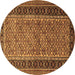 Round Persian Brown Traditional Rug, tr1594brn