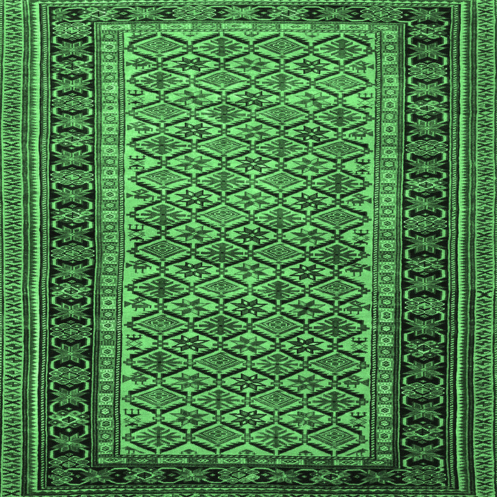 Square Machine Washable Persian Emerald Green Traditional Area Rugs, wshtr1594emgrn