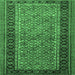 Square Machine Washable Persian Emerald Green Traditional Area Rugs, wshtr1594emgrn