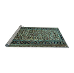Sideview of Machine Washable Persian Light Blue Traditional Rug, wshtr1594lblu