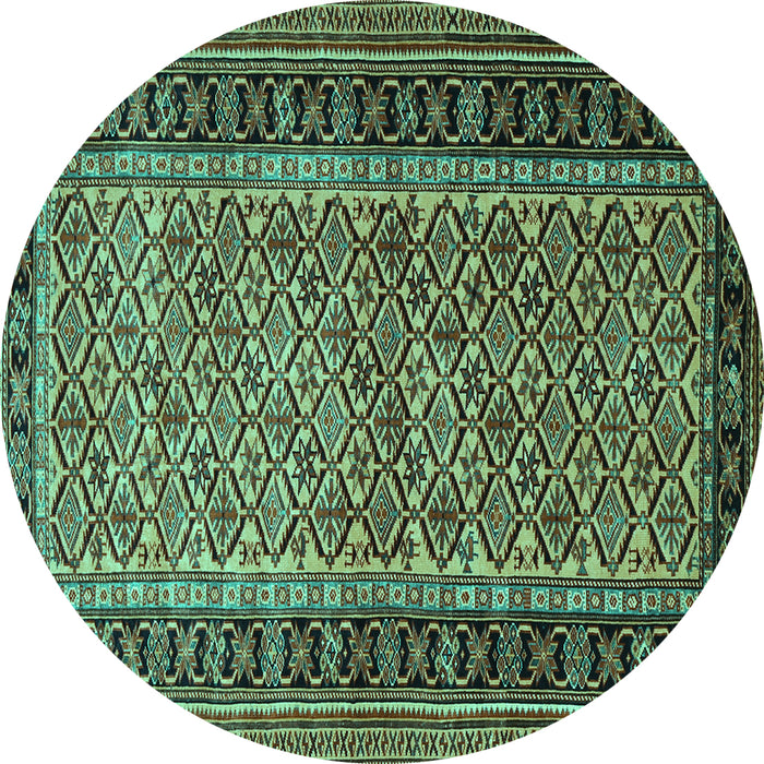 Round Machine Washable Persian Turquoise Traditional Area Rugs, wshtr1594turq