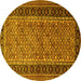 Round Machine Washable Persian Yellow Traditional Rug, wshtr1594yw