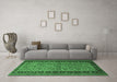 Machine Washable Persian Emerald Green Traditional Area Rugs in a Living Room,, wshtr1594emgrn