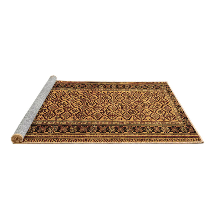 Sideview of Machine Washable Persian Brown Traditional Rug, wshtr1594brn
