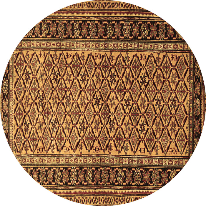 Round Machine Washable Persian Brown Traditional Rug, wshtr1594brn