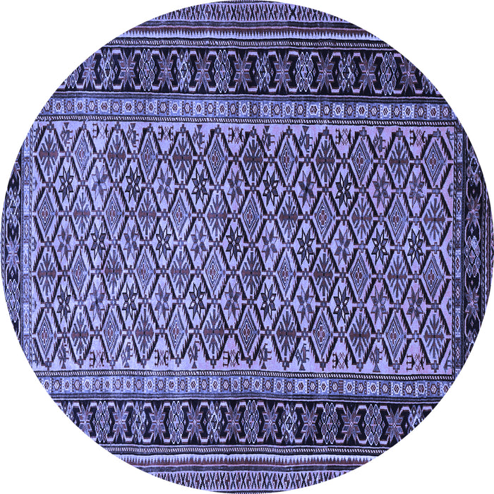 Round Machine Washable Persian Blue Traditional Rug, wshtr1594blu