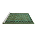 Sideview of Machine Washable Persian Turquoise Traditional Area Rugs, wshtr1594turq