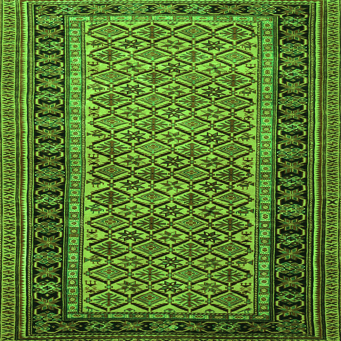 Round Machine Washable Persian Green Traditional Area Rugs, wshtr1594grn