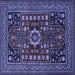 Square Machine Washable Persian Blue Traditional Rug, wshtr1595blu