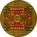 Round Persian Yellow Traditional Rug, tr1595yw