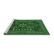 Sideview of Machine Washable Persian Emerald Green Traditional Area Rugs, wshtr1595emgrn