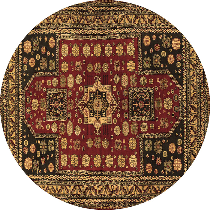 Round Machine Washable Persian Brown Traditional Rug, wshtr1595brn