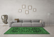 Machine Washable Persian Emerald Green Traditional Area Rugs in a Living Room,, wshtr1595emgrn