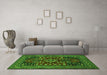 Machine Washable Persian Green Traditional Area Rugs in a Living Room,, wshtr1595grn