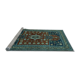 Sideview of Machine Washable Persian Light Blue Traditional Rug, wshtr1595lblu