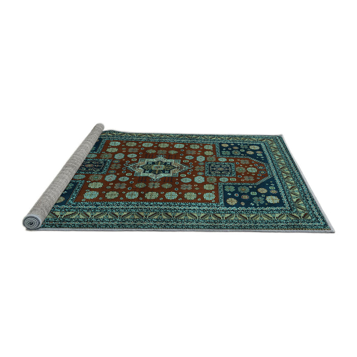 Sideview of Machine Washable Persian Light Blue Traditional Rug, wshtr1595lblu