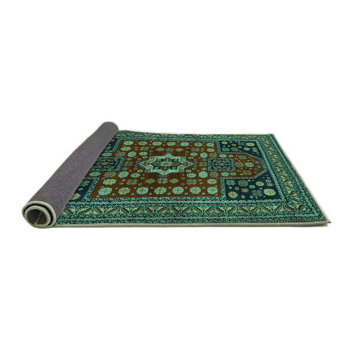 Sideview of Persian Turquoise Traditional Rug, tr1595turq