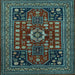 Square Machine Washable Persian Light Blue Traditional Rug, wshtr1595lblu