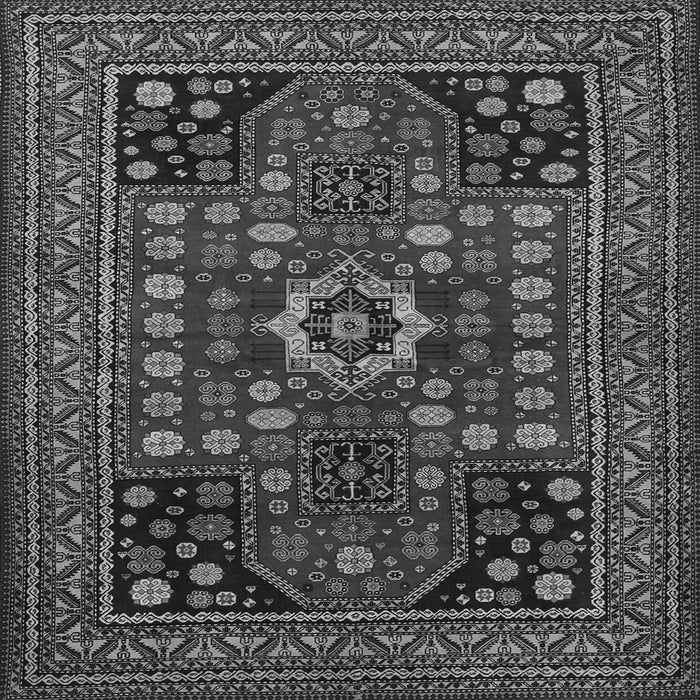 Round Machine Washable Persian Gray Traditional Rug, wshtr1595gry