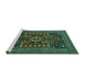 Sideview of Machine Washable Persian Turquoise Traditional Area Rugs, wshtr1595turq