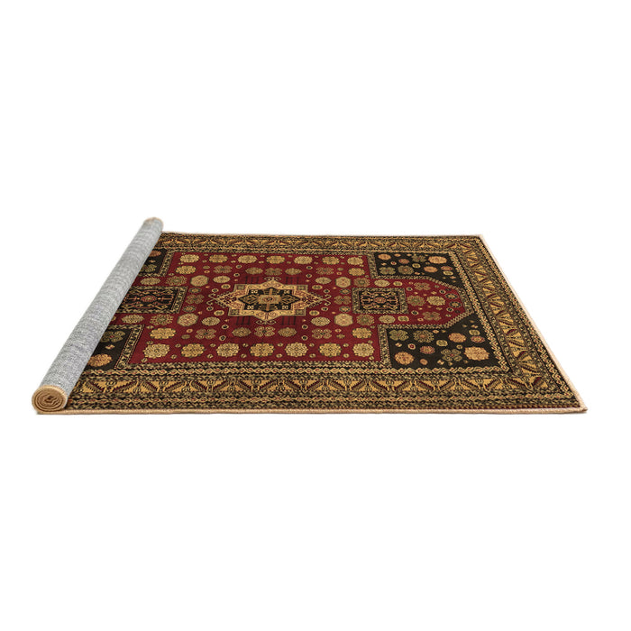 Sideview of Machine Washable Persian Brown Traditional Rug, wshtr1595brn