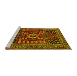 Sideview of Machine Washable Persian Yellow Traditional Rug, wshtr1595yw
