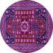 Round Machine Washable Persian Purple Traditional Area Rugs, wshtr1595pur