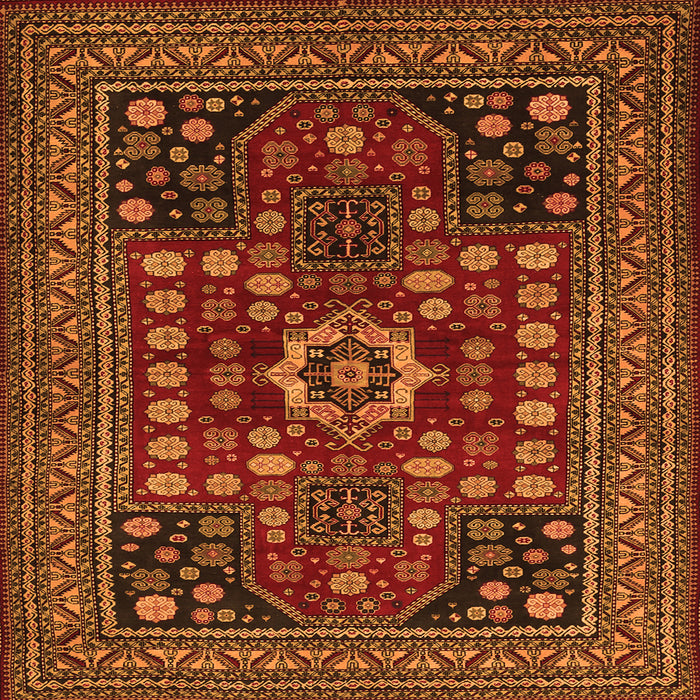 Round Machine Washable Persian Orange Traditional Area Rugs, wshtr1595org